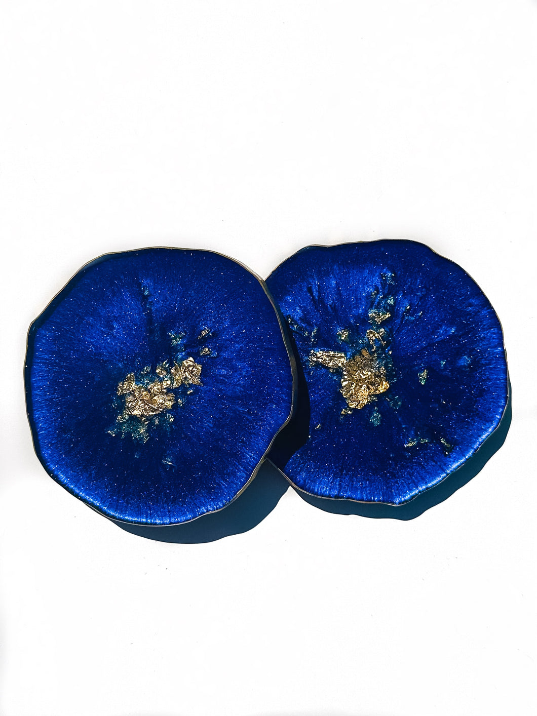 Set of Two Medium Royal Blue & Gold Coasters